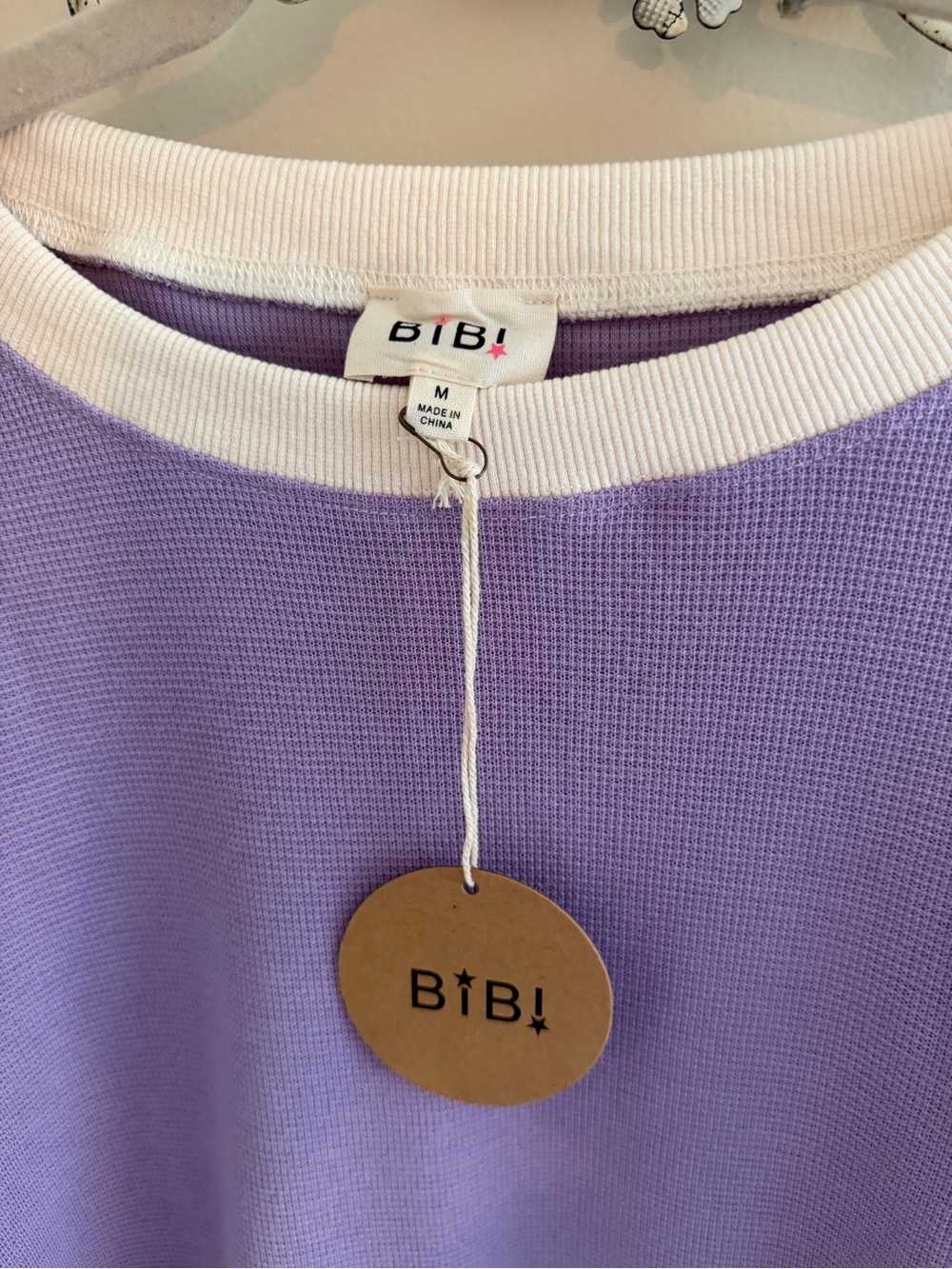 BiBi Lightweight Lavender Mixed Media  Sweatshirt - Picture 5 of 5